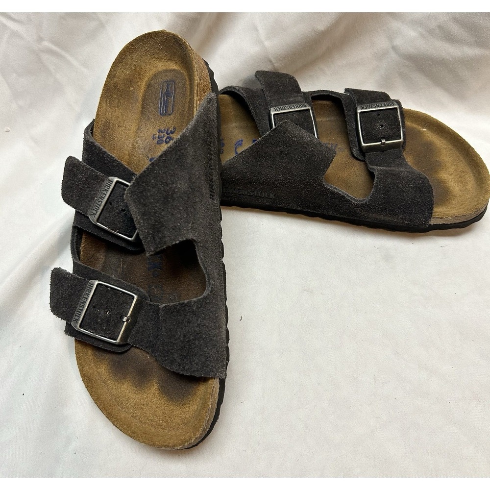 Birkenstock Arizona Soft Footbed Gray Suede Sandals Womens EU 36 US 5